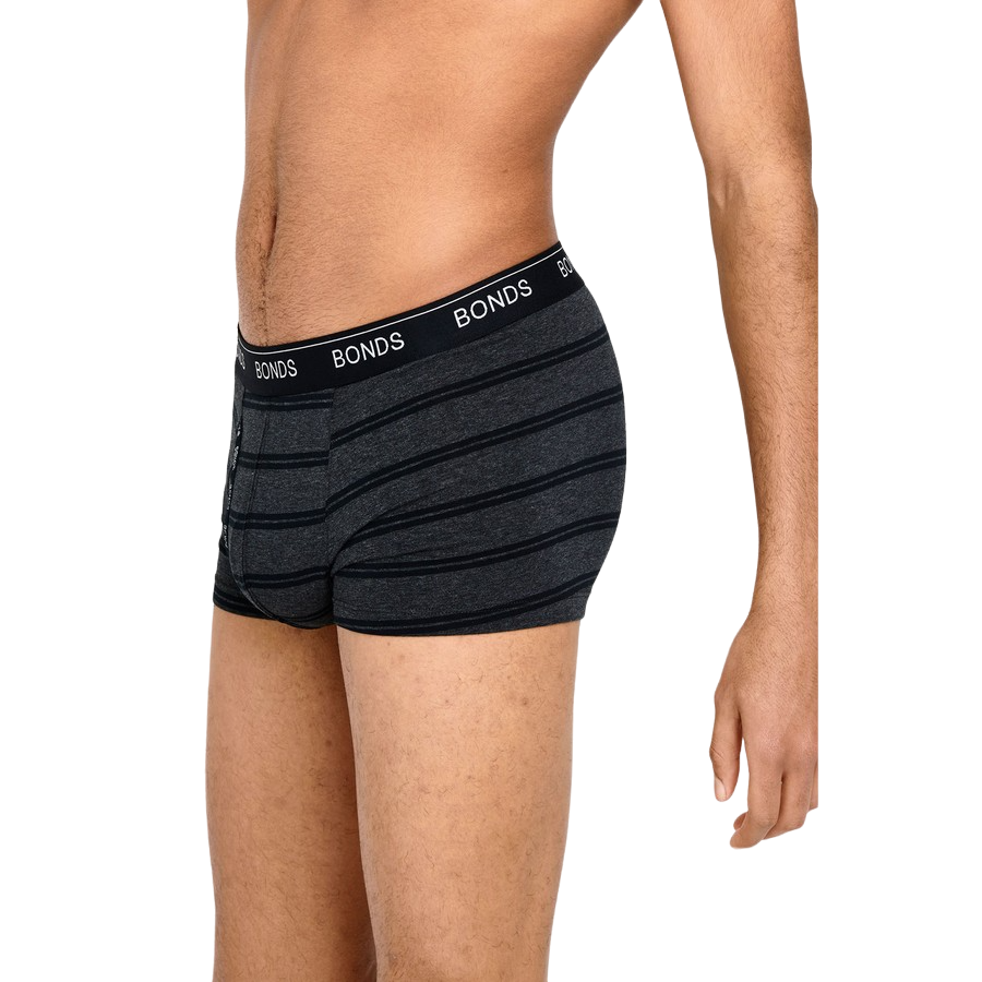 10 Pairs of Men's Black Stripes/Black Bonds Guyfront Trunk Underwear