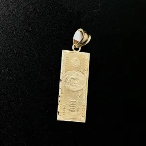 $100 Bill Small DC 10K Yellow Gold Pendant for Sale