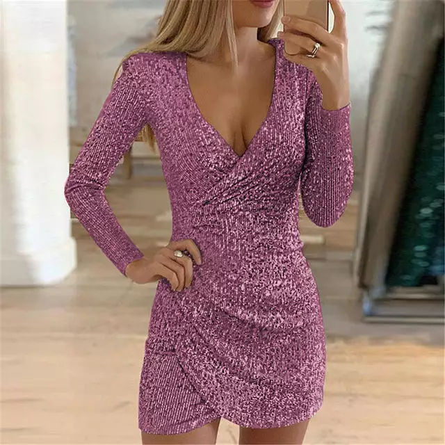 2022 Sparkly Women's Sequin Mini Skirt Dress