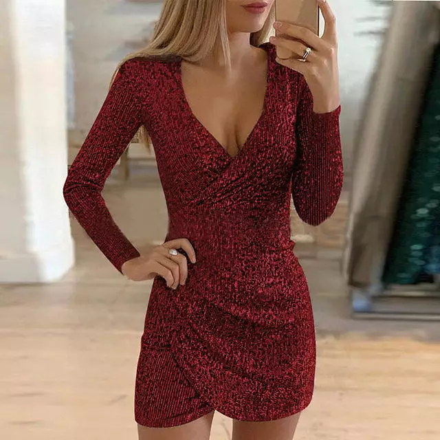 2022 Sparkly Women's Sequin Mini Skirt Dress