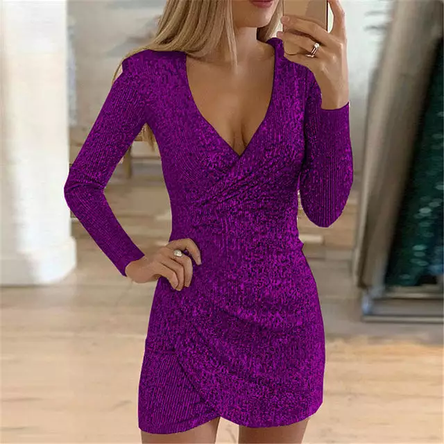 2022 Sparkly Women's Sequin Mini Skirt Dress