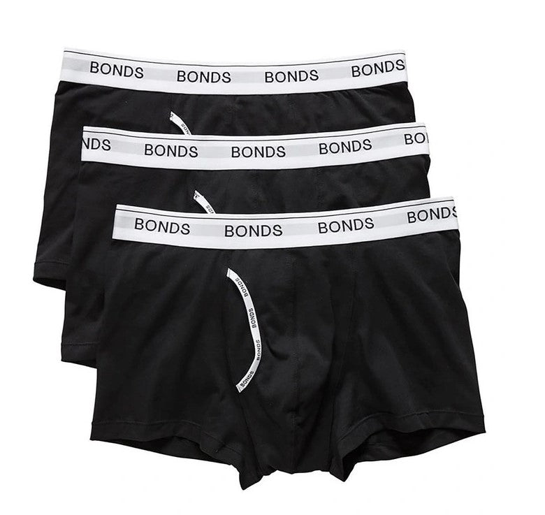 3-Pack Bonds Men's Guyfront Trunk Underwear Black/White