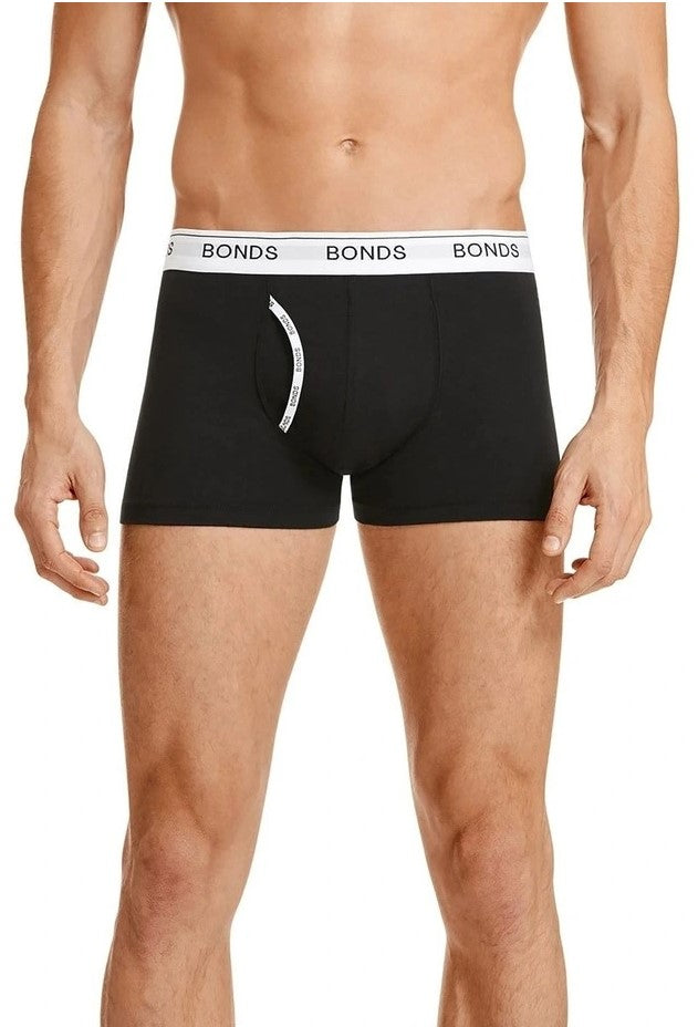 3-Pack Bonds Men's Guyfront Trunk Underwear Black/White