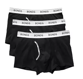 3-Pack Bonds Men's Guyfront Trunk Underwear Black/White