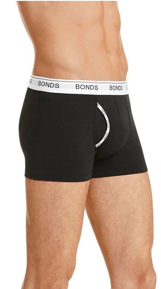 3-Pack Bonds Men's Guyfront Trunk Underwear Black/White