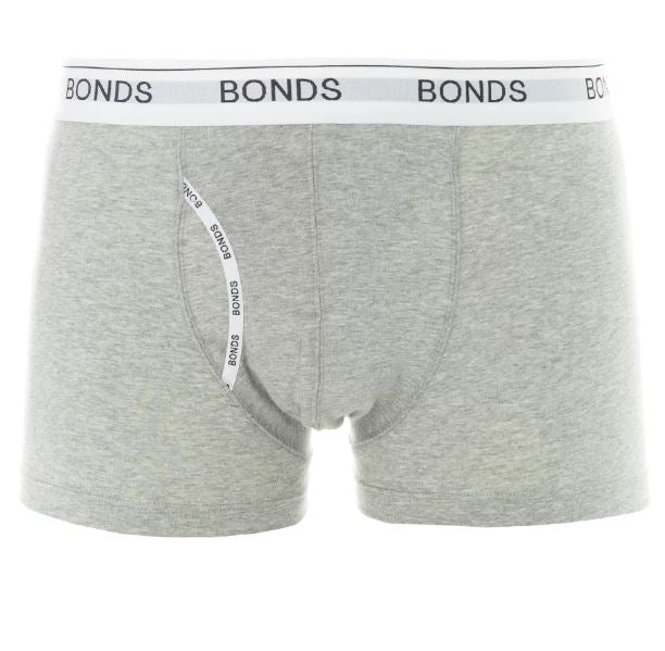 3 Pack Mens Bonds Guyfront Trunks - Grey Marle Underwear