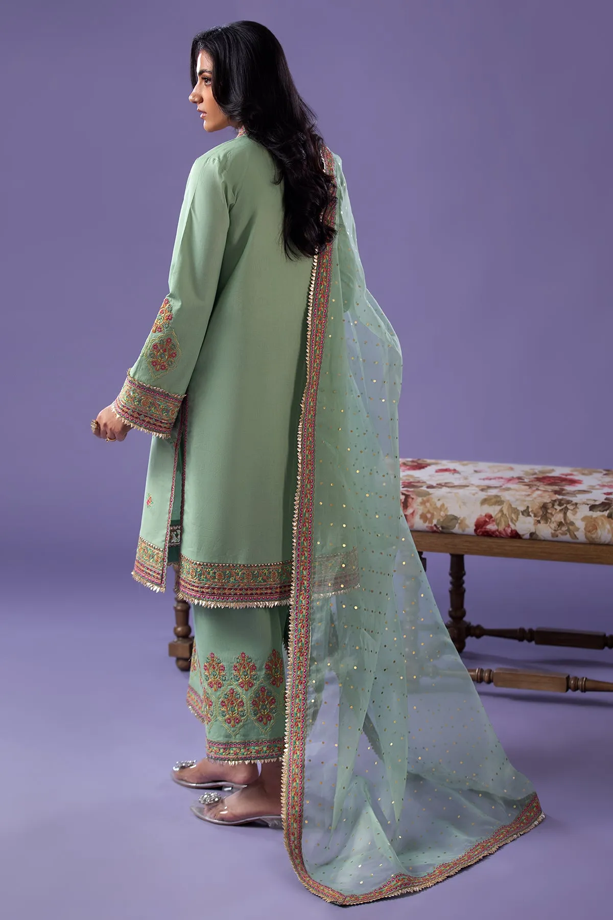 Embroidered Lawn Shirt with Organza Dupatta and Trouser 3-PC CNP-4-045