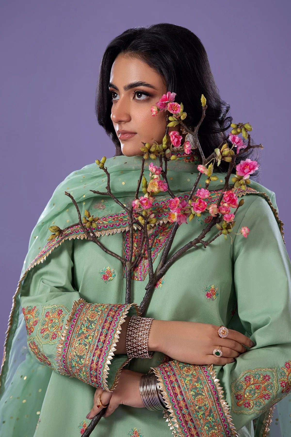 Embroidered Lawn Shirt with Organza Dupatta and Trouser 3-PC CNP-4-045