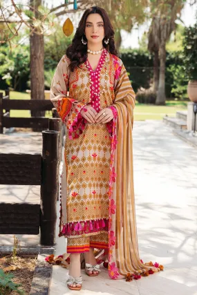 Printed Lawn Shirt with Chiffon Dupatta and Trouser 3-PC CP4-47