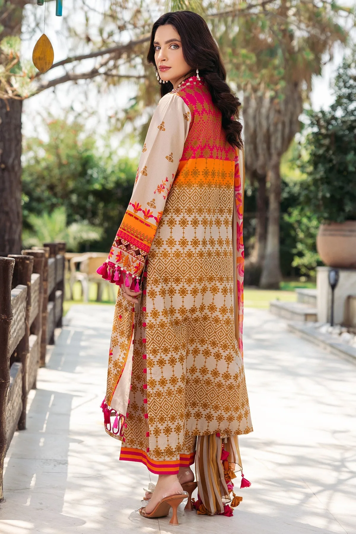 Printed Lawn Shirt with Chiffon Dupatta and Trouser 3-PC CP4-47