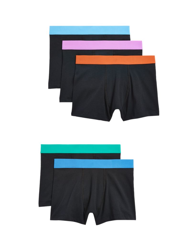 5 pack cotton stretch trunks for ages 5-16