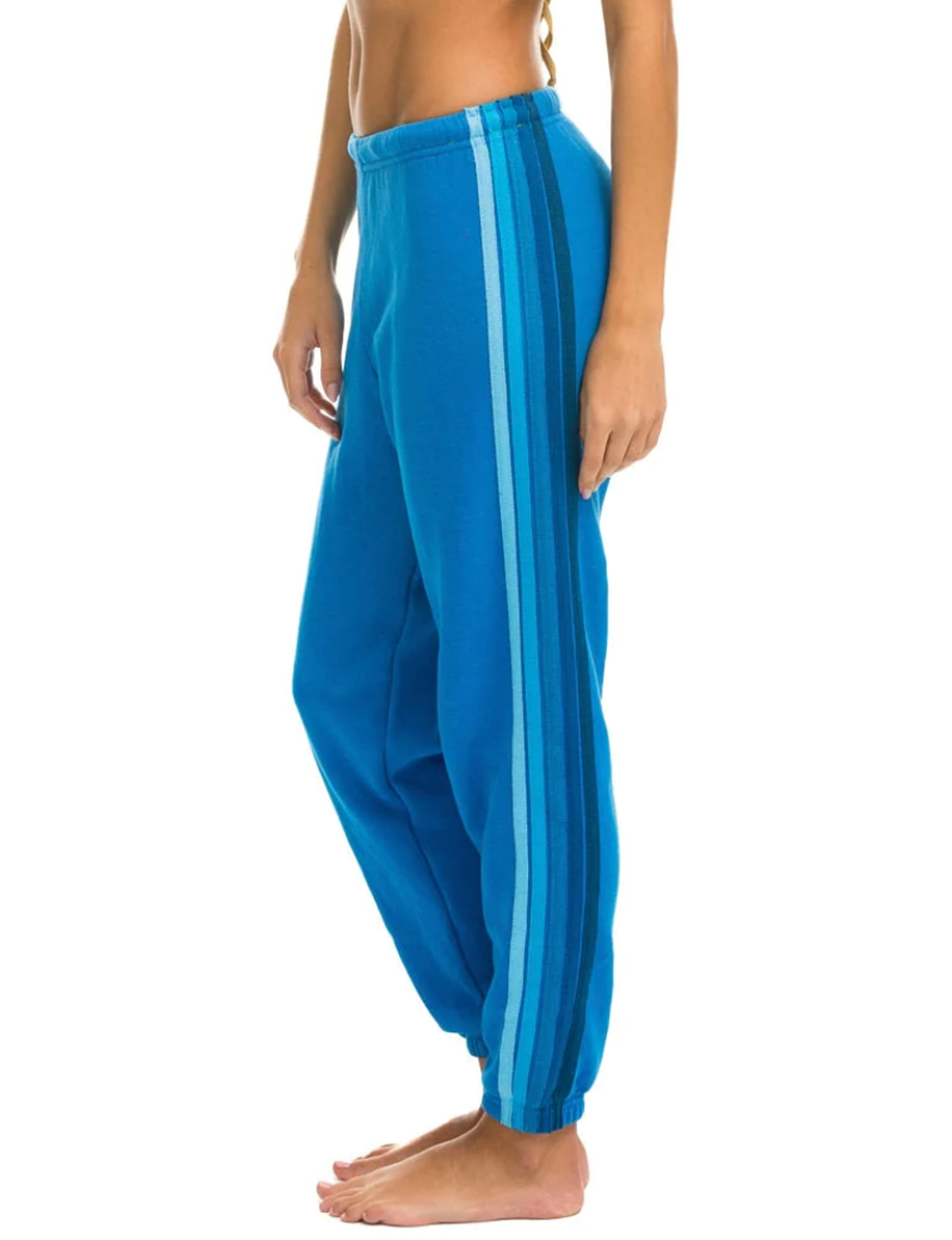 5-Stripe Women's Sweatpants, Ocean Blue