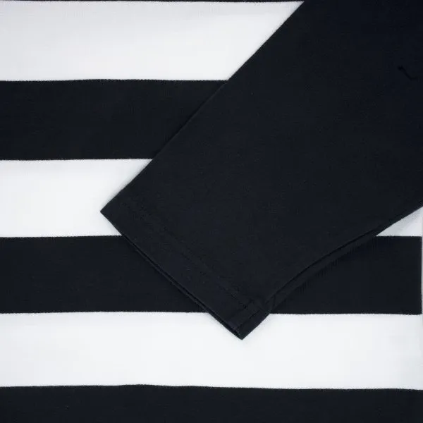 Striped Long-Sleeve Cotton Tee with Black Arms