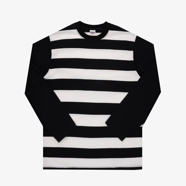 Striped Long-Sleeve Cotton Tee with Black Arms