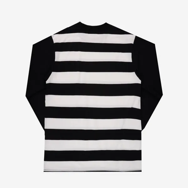 Striped Long-Sleeve Cotton Tee with Black Arms