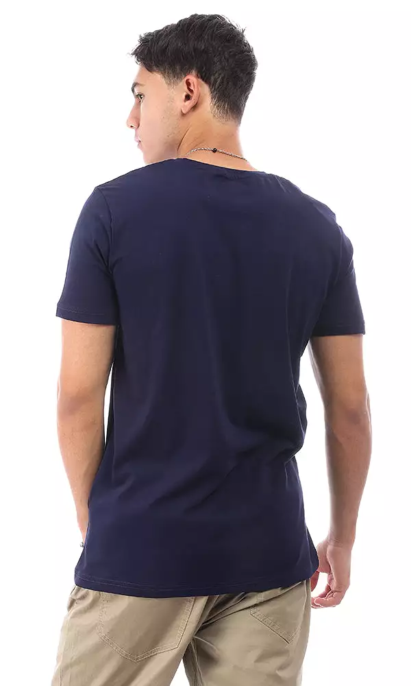 95131 Cool King Navy Blue Slip-On T-Shirt - Printed Design