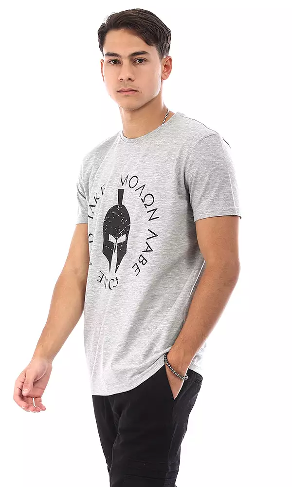 95152 Gladiator Helmet Front Printed T-Shirt - Heather Grey