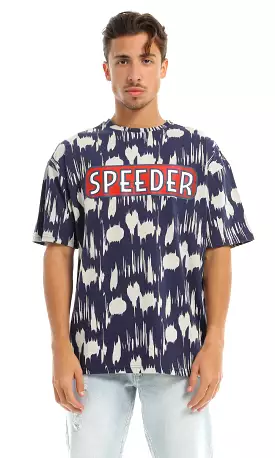 97356 Printed Navy Blue T-Shirt - Speeder Patterns - Buy Now