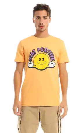 97410 Orange Stay Positive Round T-Shirt