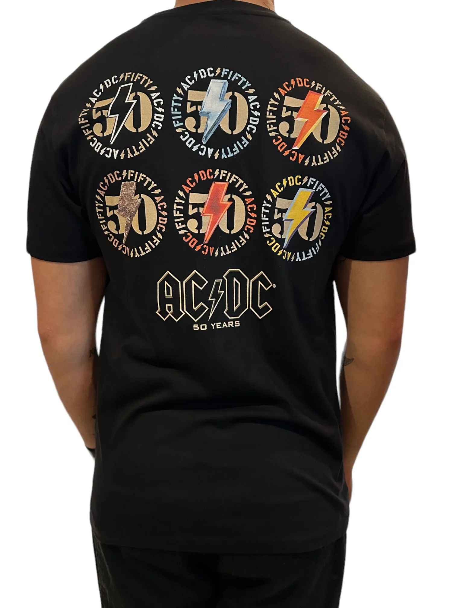 AC/DC Unisex T-Shirt, 50th Anniversary Back Print, Official Merchandise