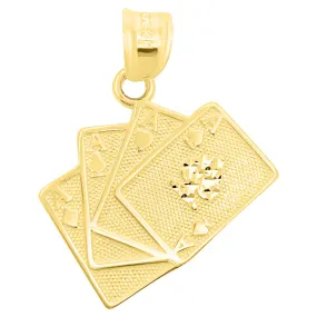 Ace 4 of a Kind Poker DC 10K Yellow Gold Pendant | Affordable and Stylish Jewelry