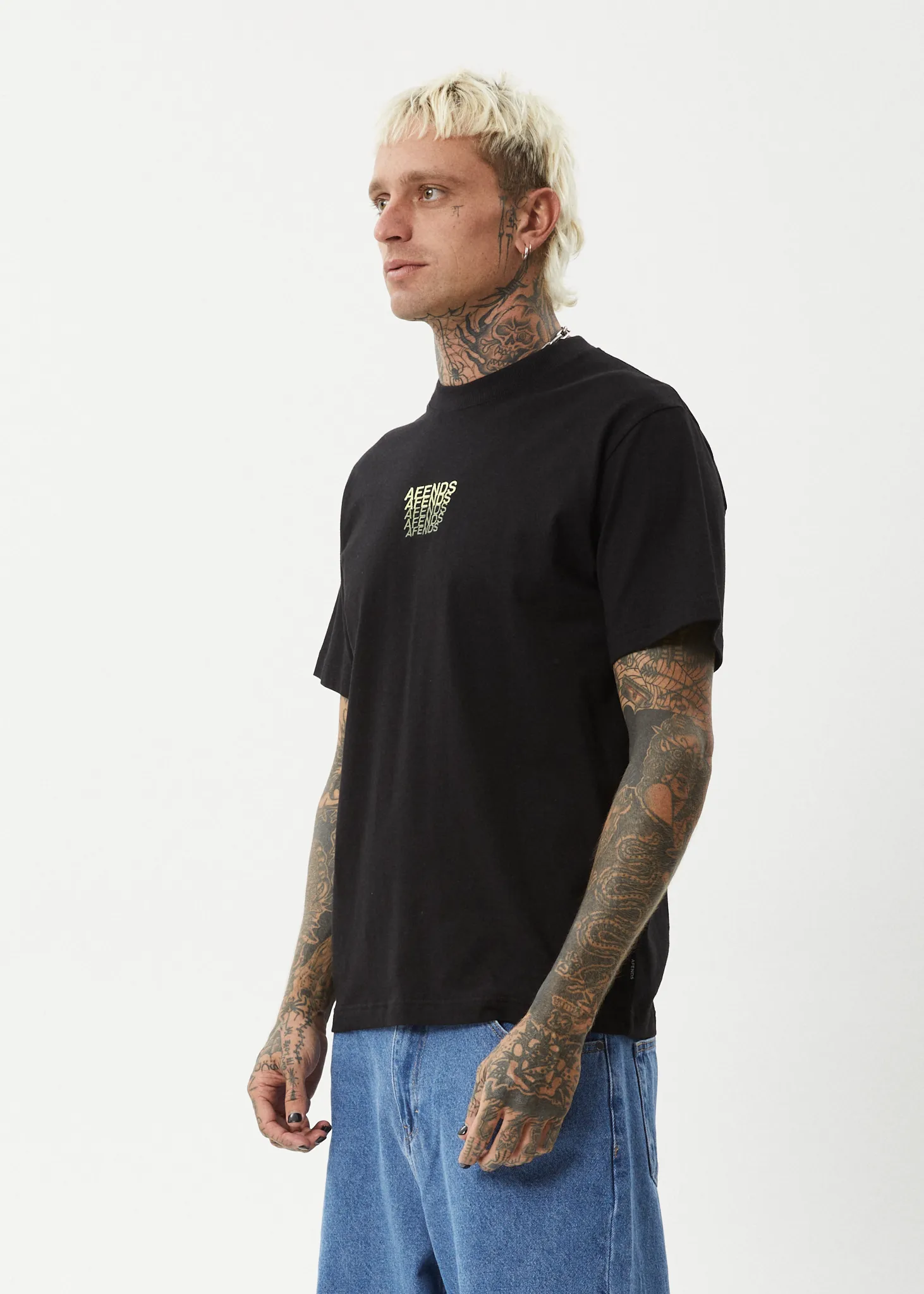 AFENDS Mens Repeat Retro Fit Tee Black