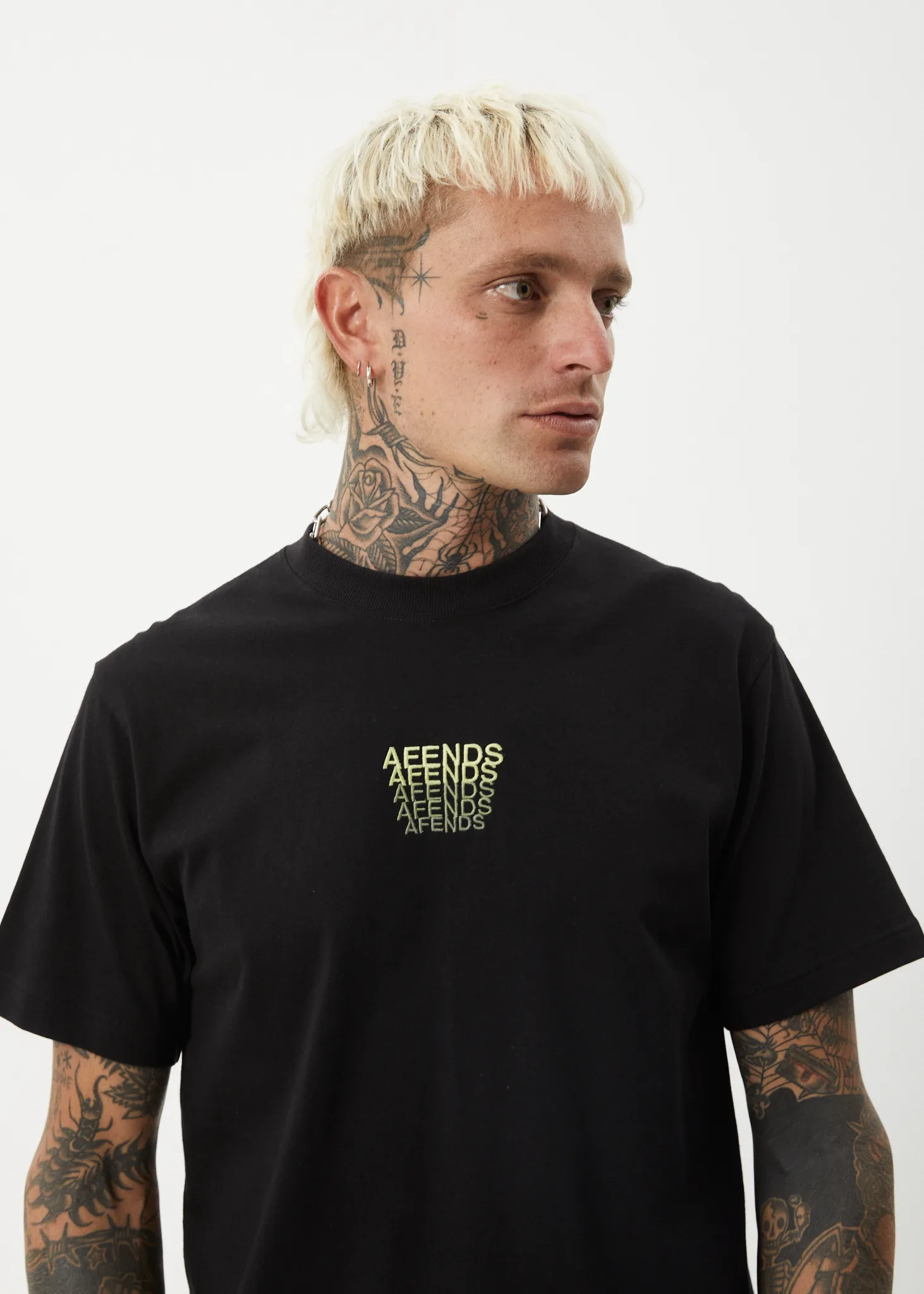 AFENDS Mens Repeat Retro Fit Tee Black