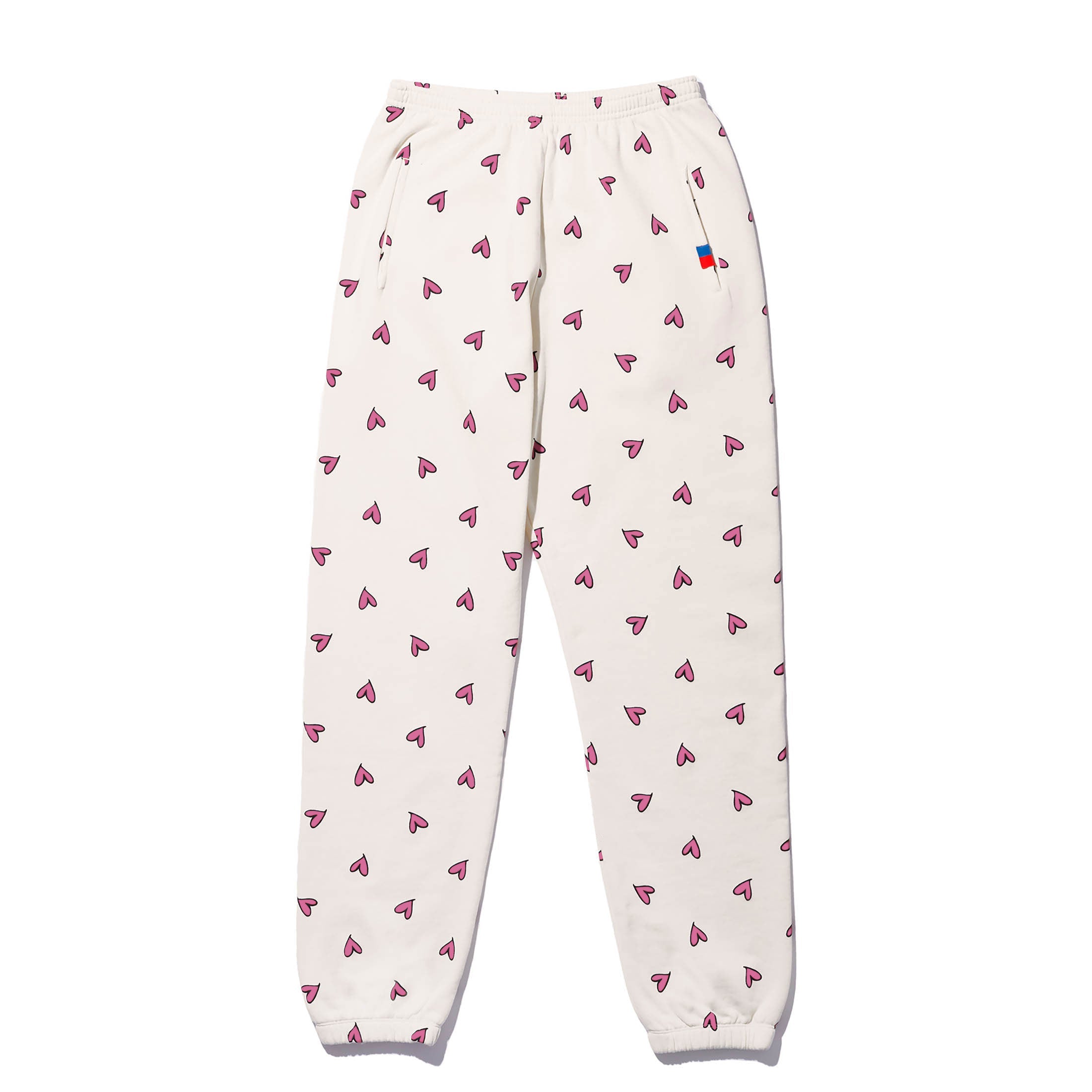 All Over Heart Cream Pink Sweatpants.