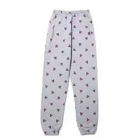 All Over Heart Sweatpants, Heather Grey/Pink