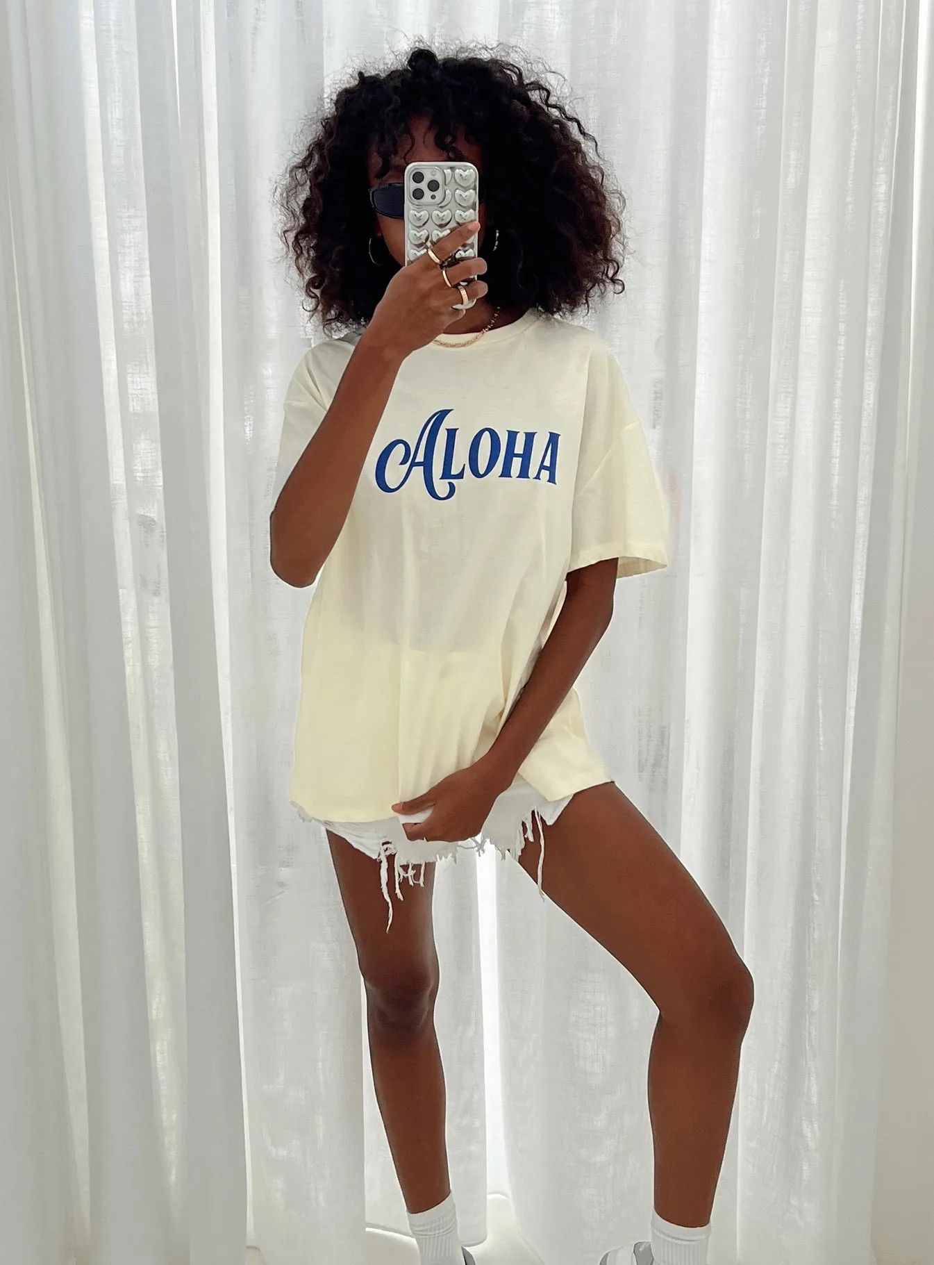 Aloha Oversized Ivory Tee