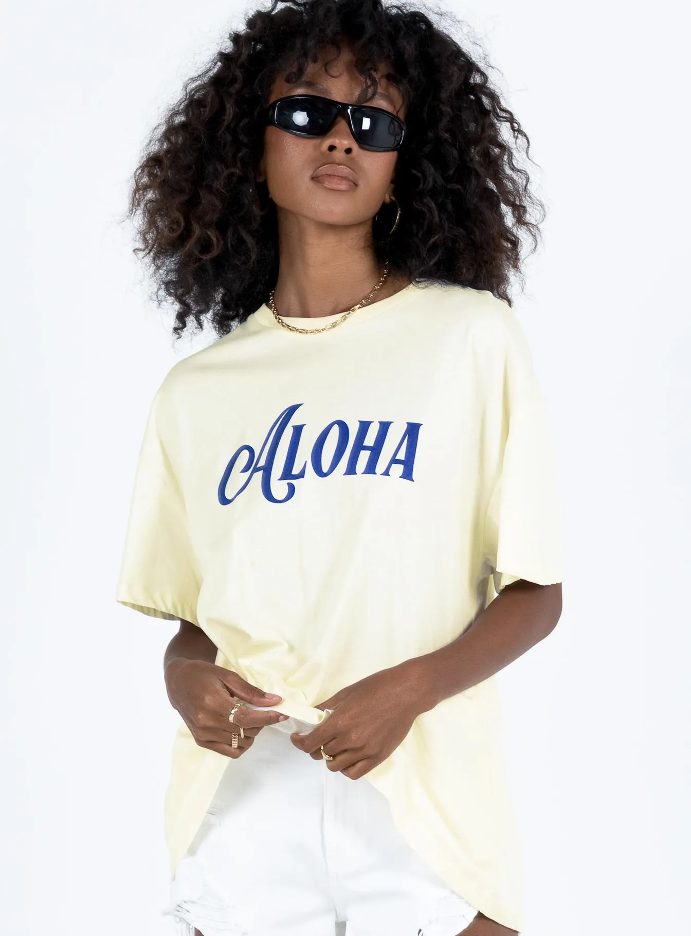 Aloha Oversized Ivory Tee