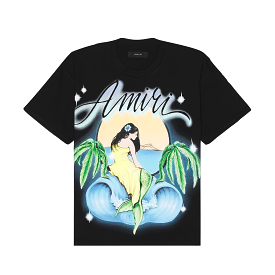 Amiri Black Oversized Mermaid Tee