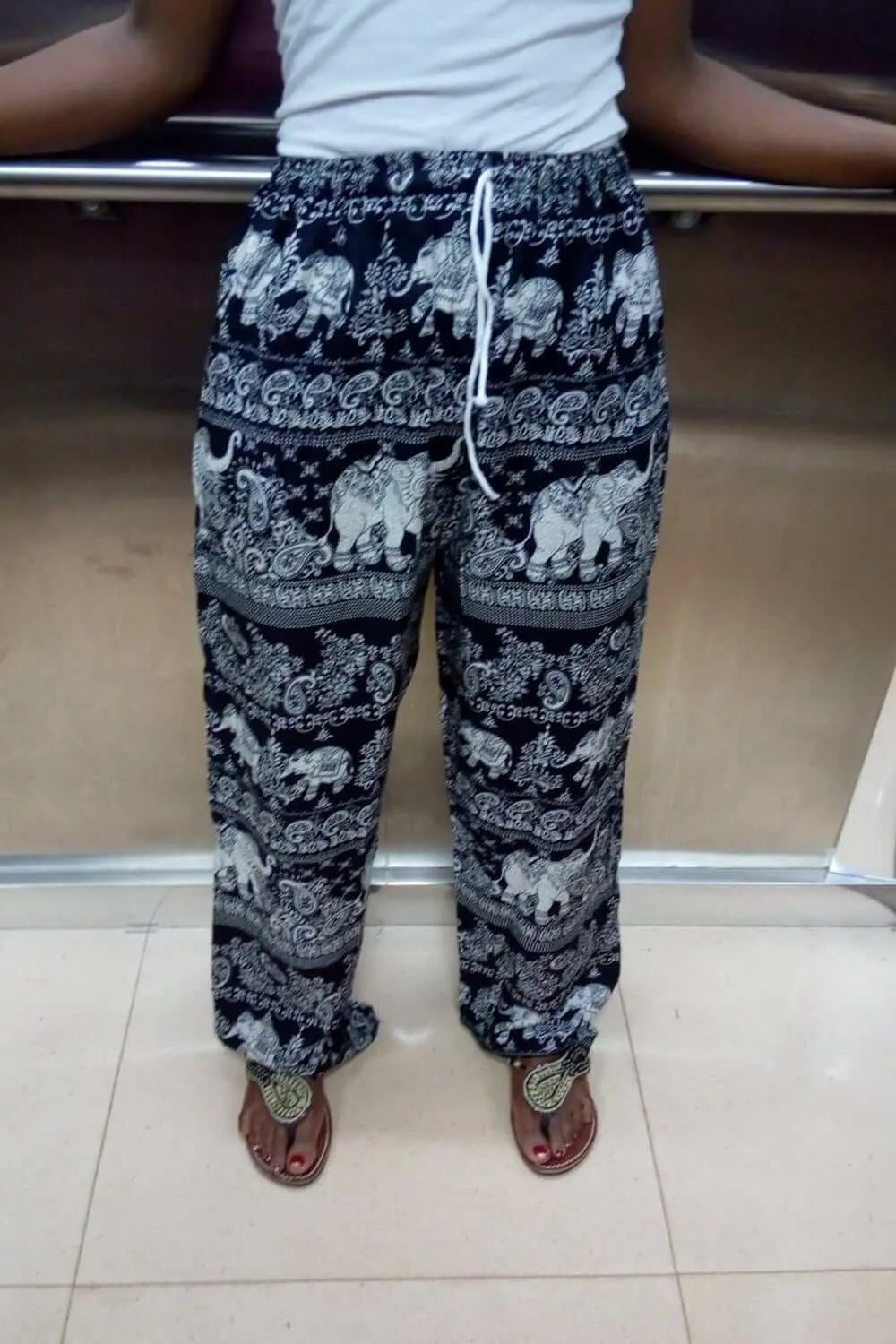 Rayon Black Animal Print Pants Capris