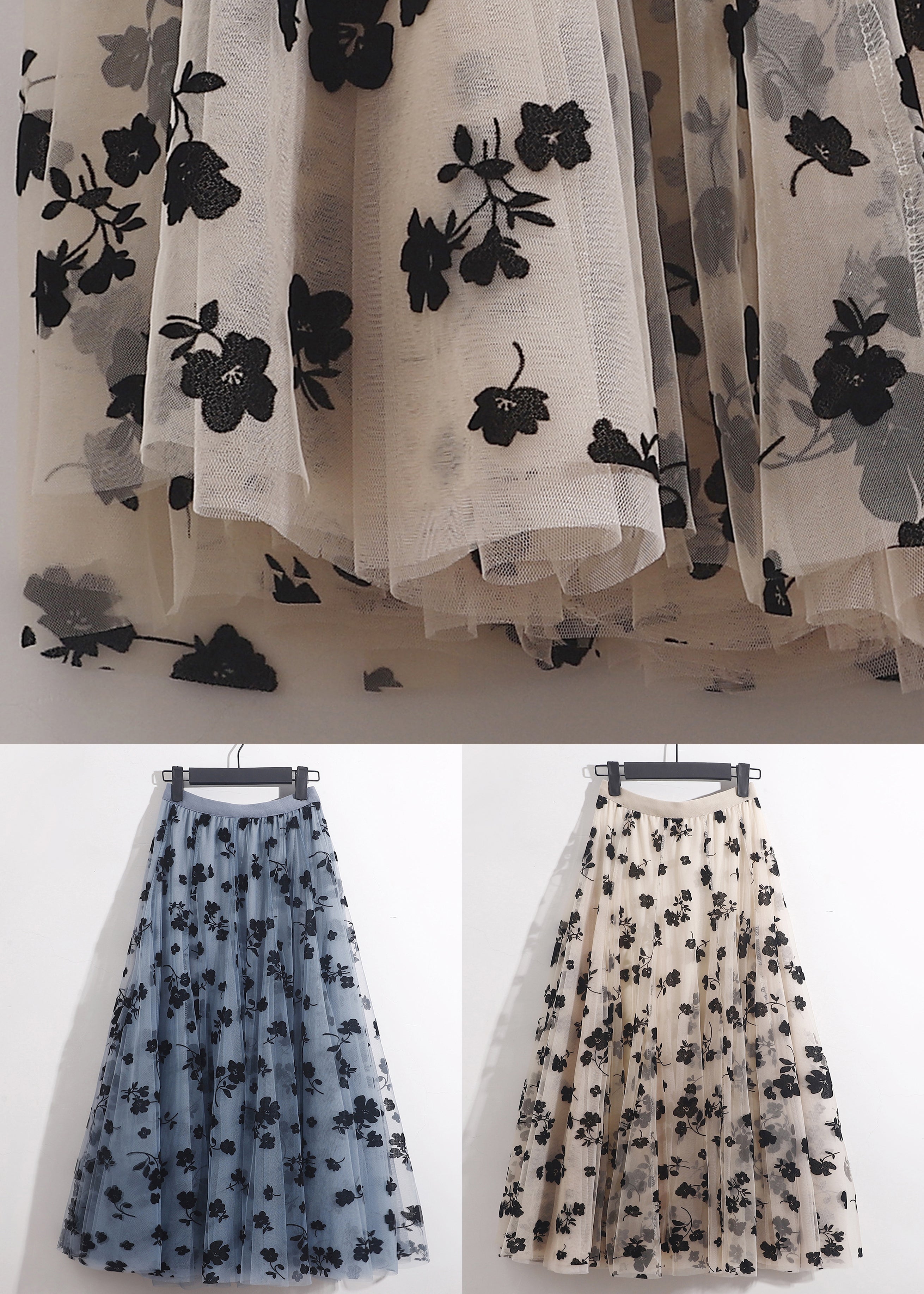 Apricot Loose Tulle Skirts with High Waist AS1040