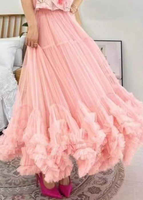 Apricot Ruffled Tulle Skirts - AB1022