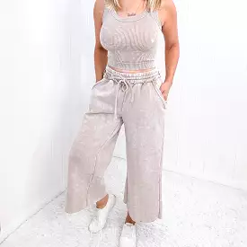 Ash Mocha Wide Leg Palazzo Sweatpants