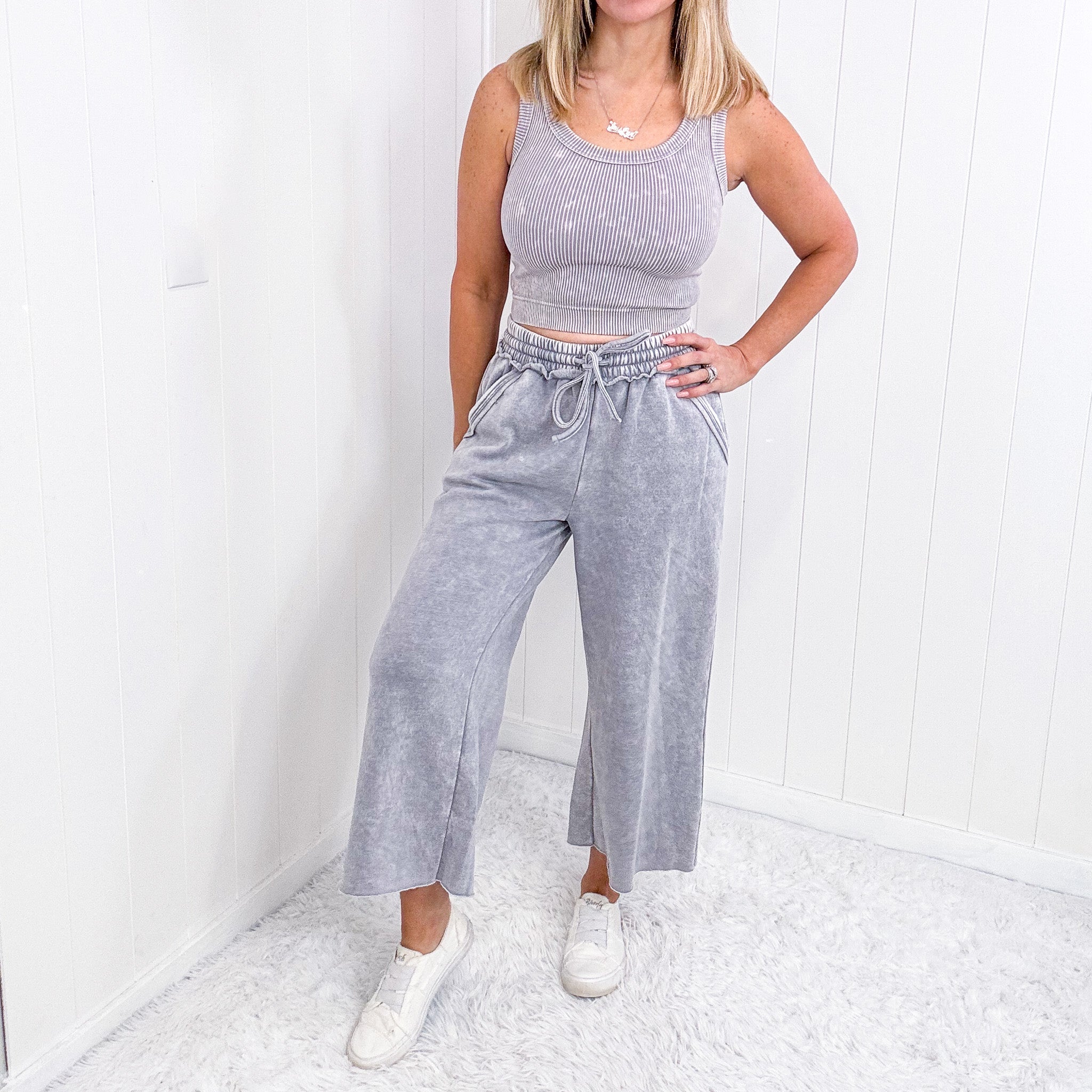 Ash Sleet Wide Leg Palazzo Sweatpants