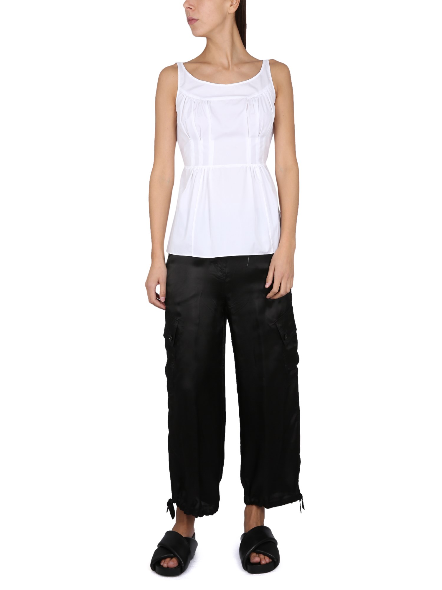 Aspesi Cotton Fil A Fil Top with Ruffle - Shop Now