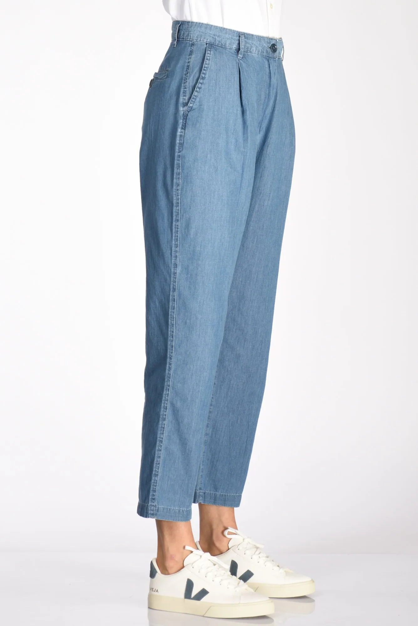 Aspesi Women's Blue Jeans Trousers with Pleats