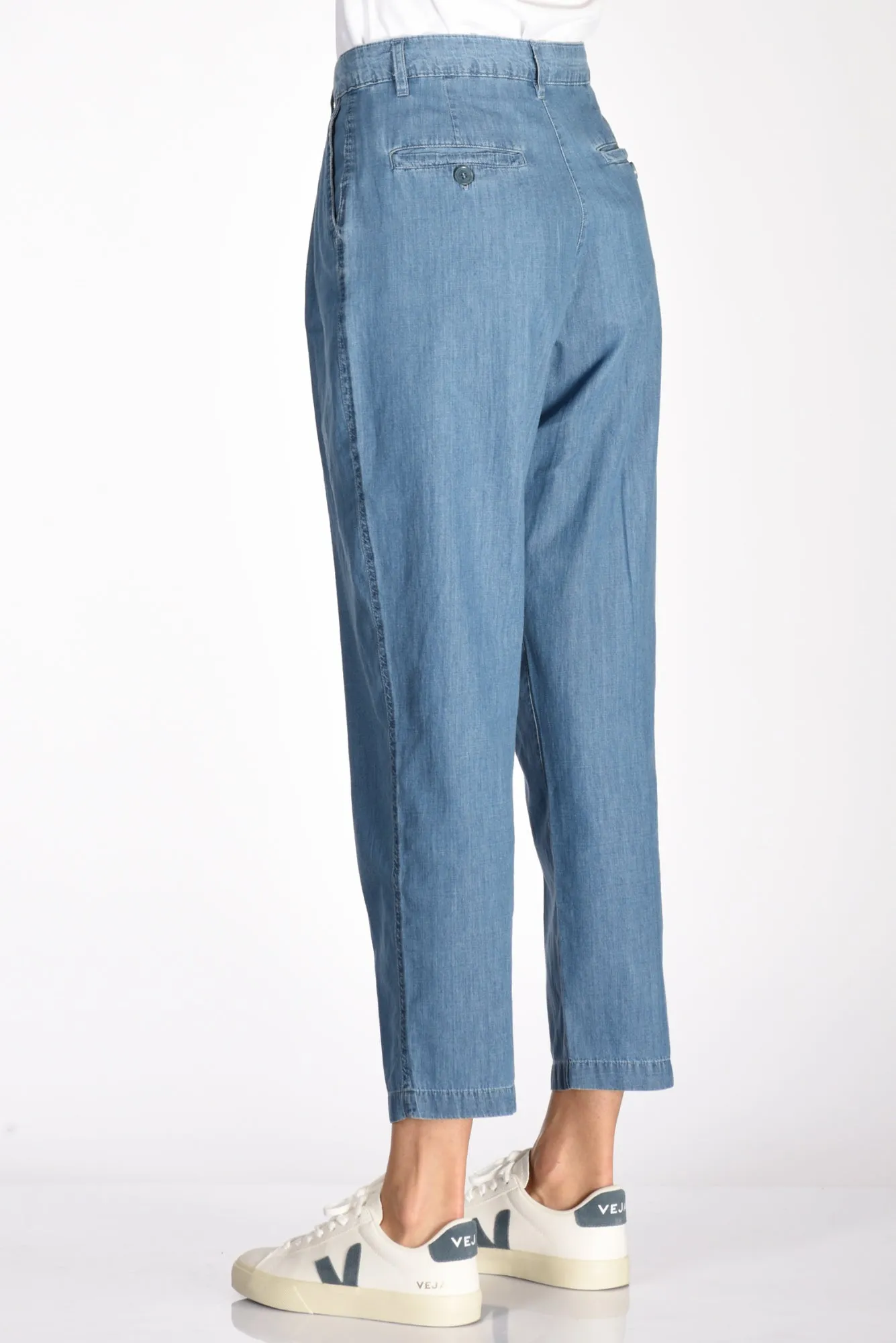 Aspesi Women's Blue Jeans Trousers with Pleats