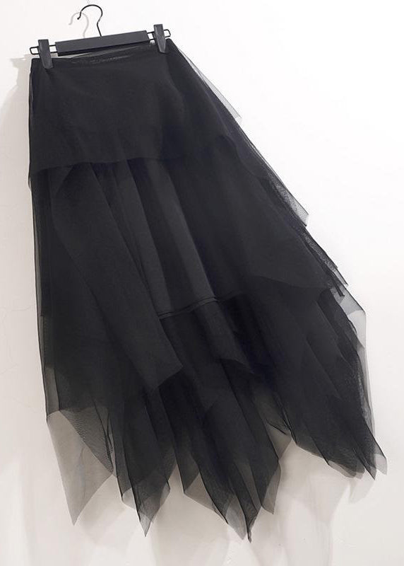 Asymmetrical Black Grey Tulle Skirts: Loose, Summer Style - AS1061.