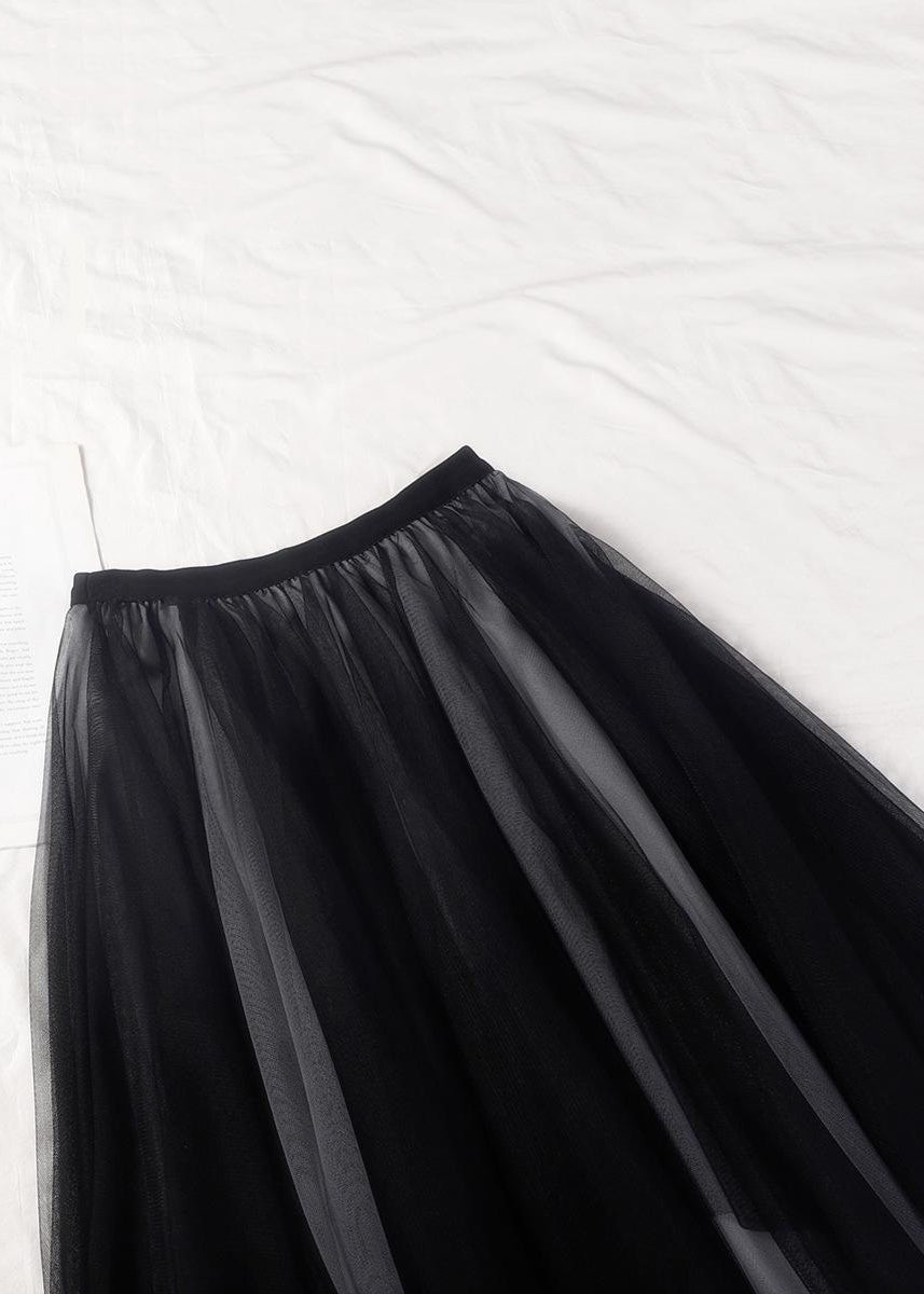 Asymmetrical Black Grey Tulle Skirts: Loose, Summer Style - AS1061.