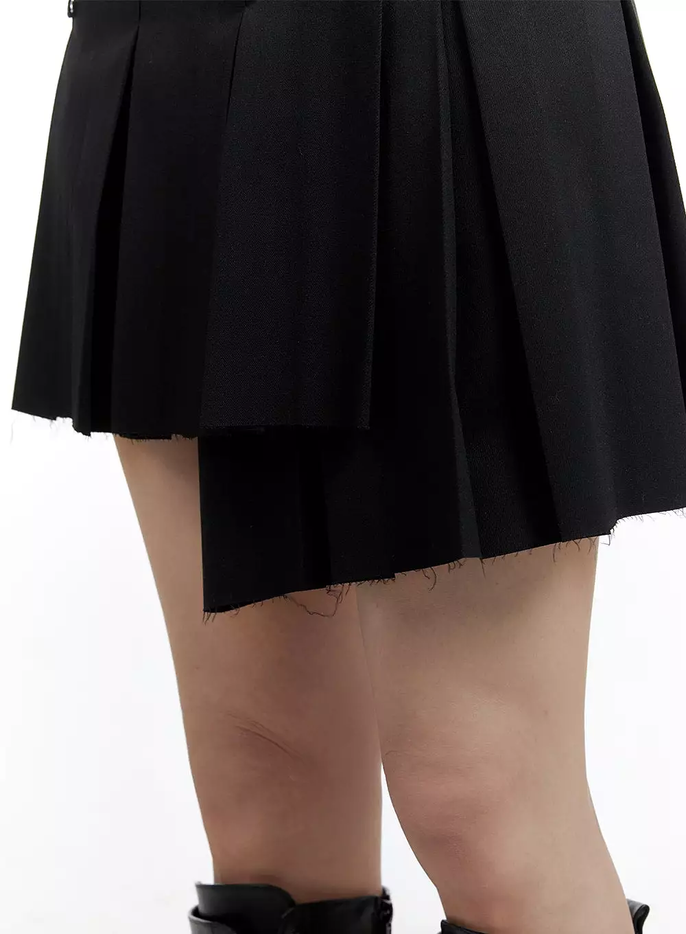 Asymmetrical wrap pleated mini skirt with product code CM429