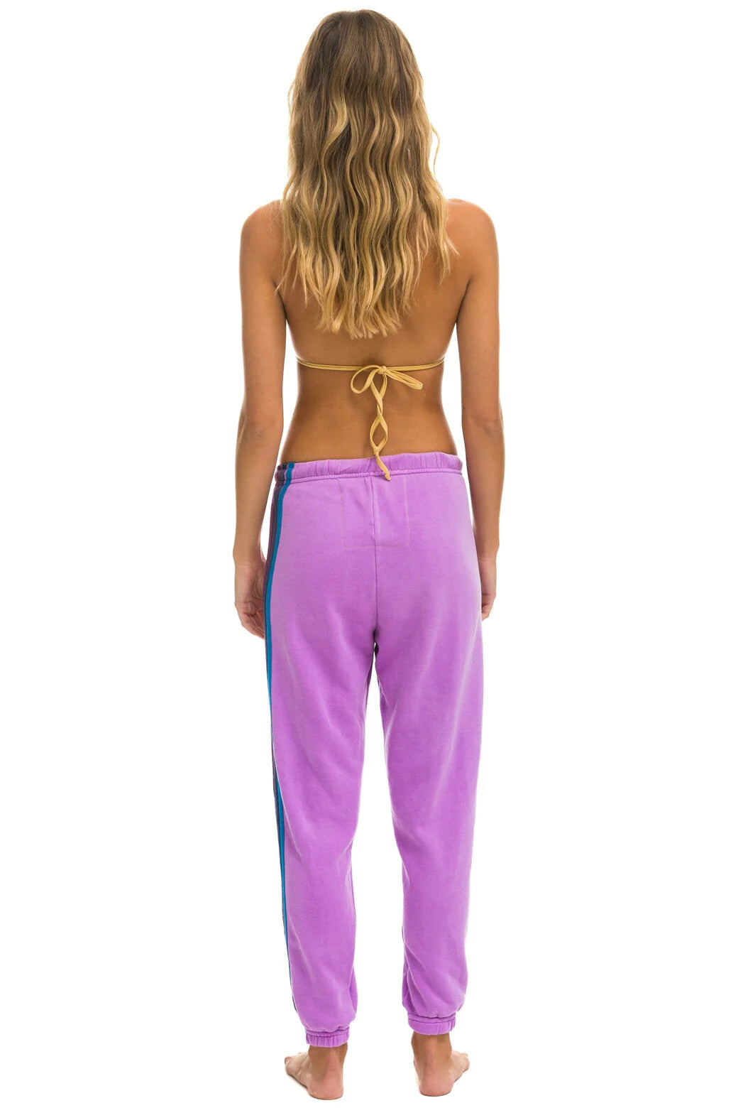 Aviator Nation Neon Purple Pink Purple 5 Stripe Sweatpants