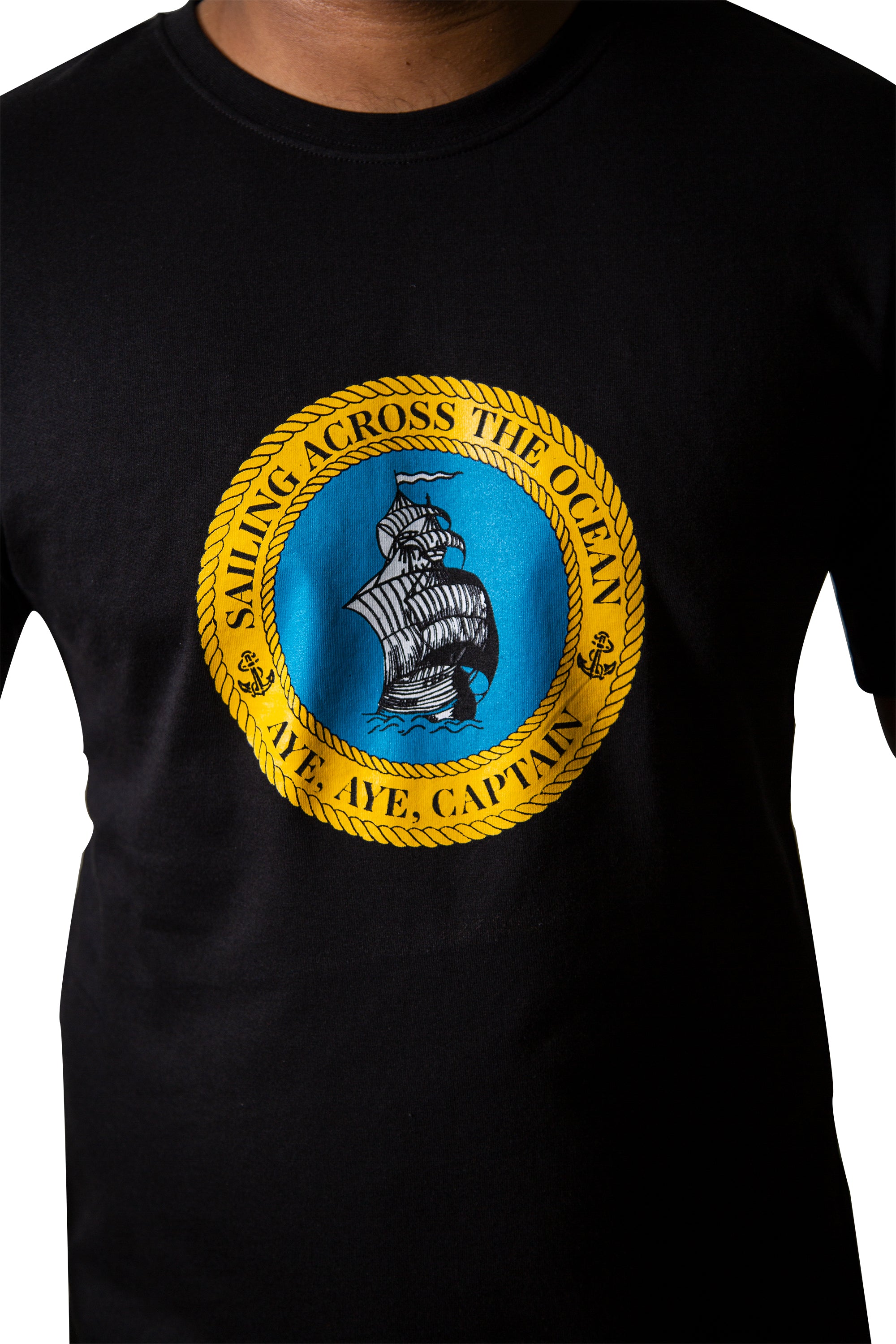 Aye Aye Captain T-Shirt with Crew Neck Graphic Design