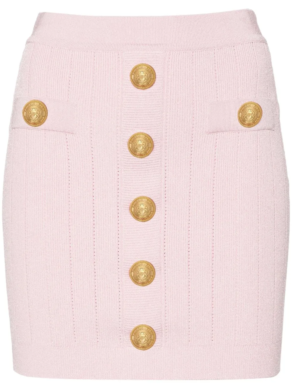 Elegant Pink Buttoned Mini Skirt by BALMAIN