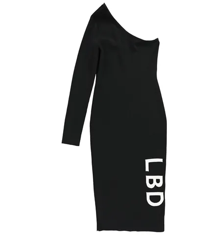 Bar III Women's Little Black Dress Asymmetrical Sweater Dress