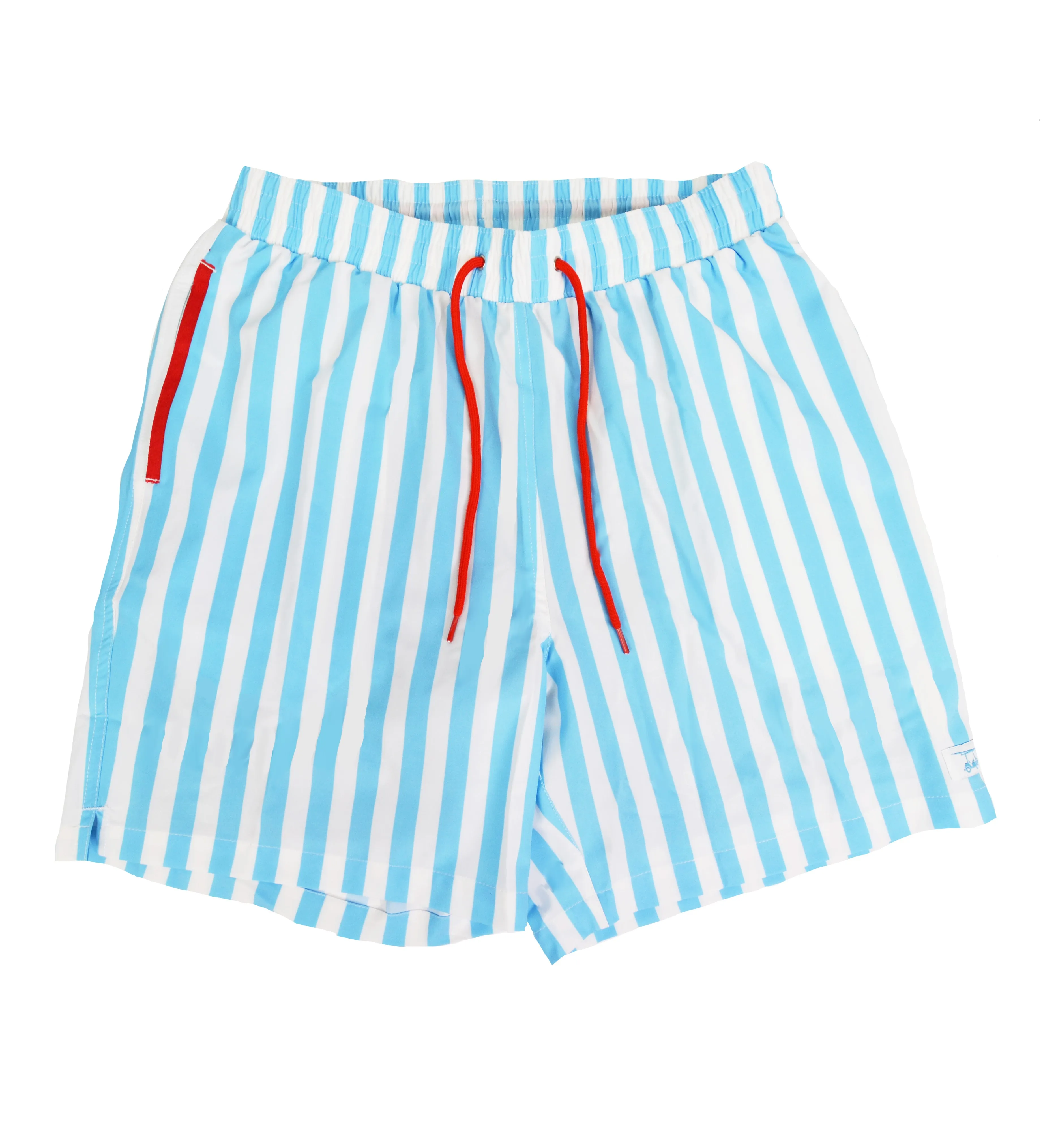 Swim Trunks with Bell and White Design