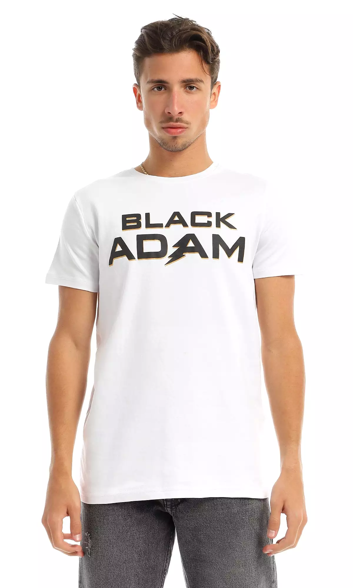 Black Adam T-Shirt: 97408 Round White Printed