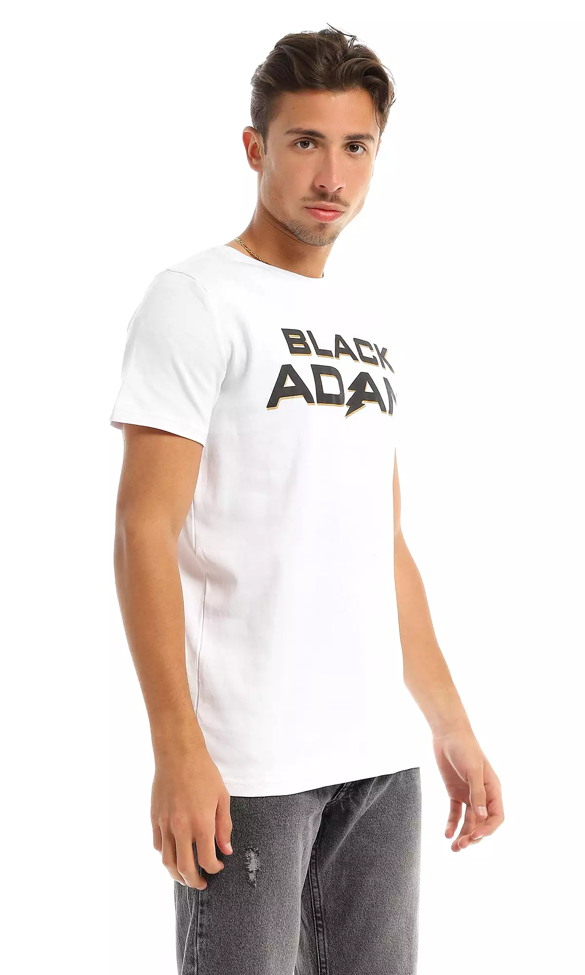 Black Adam T-Shirt: 97408 Round White Printed